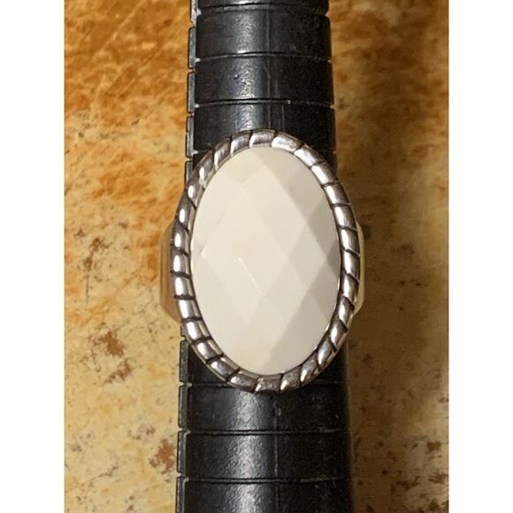 INOX Stainless Steel Silver and White Magnesite Ring Size 7 - Picture 6 of 8